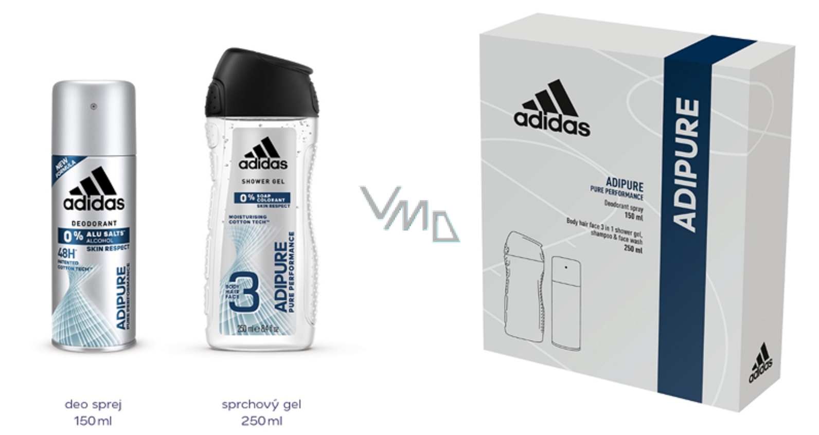 Adidas Adipure antiperspirant deodorant spray for men 150 ml + shower