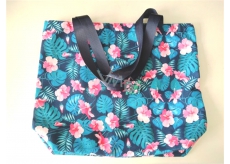 Albi Original Canvas bag large Hibiscus 40 cm x 38 cm, handle length 25 cm