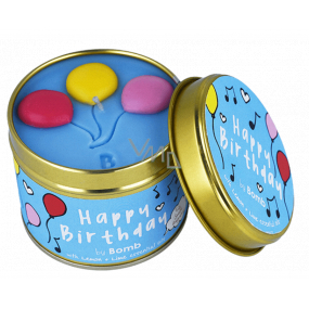 Bomb Cosmetics Happy Birthday - Happy Birthday Scented natural, handmade candle in a tin can burns up to 35 hours