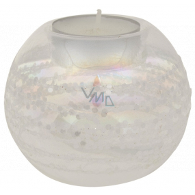 Glass candlestick with glitter diameter 8 cm