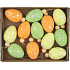 Plastic eggs for hanging yellow-orange-green 4 cm 12 pieces in box