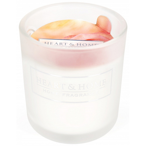 Heart & Home Rose and raspberry soy scented votive candle in glass burning time up to 15 hours 5,8 x 5 cm