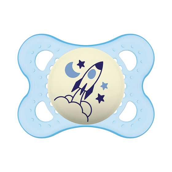 Mam Night silicone orthodontic pacifier 0+ months Blue with rocket 1 piece