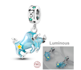 Sterling Silver 925 Luminous - Zodiac Sign Taurus, Bracelet Pendant