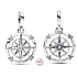 Charm Sterling silver 925 Compass - Mini Medallion with clear cubic zirconia, bracelet pendant