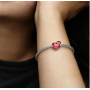 Charm Sterling Silver 925 Red Christmas Heart, Bead for Christmas Bracelet