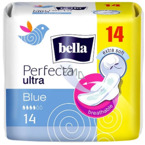 Bella Perfecta Slim Blue Ultrathin Sanitary Pads with Wings for Sensitive Skin 14 pieces