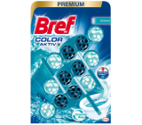 Bref Premium Color Activ Ocean WC block for hygienic cleanliness and freshness of your toilet, colours water 3 x 50 g