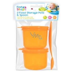 First Step Travel food set orange 2 bowls + spoon