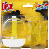 Dr. Devil 3in1 Lemon Fresh liquid toilet block, holder + refill 3× 55 ml