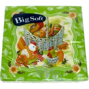 Big Soft Paper Napkins 2 ply 33 x 33 cm 20 pieces Easter hens dark green