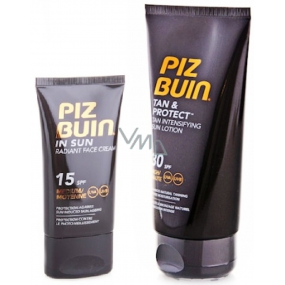 Piz Buin Tan & Protect SPF30 protective milk accelerating the tanning process 150 ml + SPF15 Radiant Face Cream 40 ml, duopack