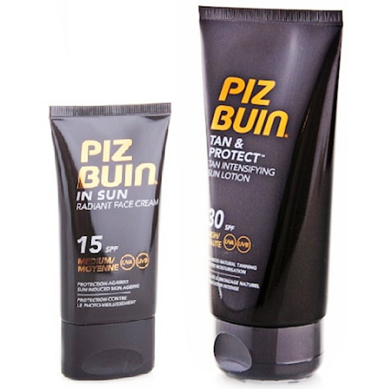 Piz Buin Tan & Protect SPF30 protective milk accelerating the tanning process 150 ml + SPF15 Radiant Face Cream 40 ml, duopack