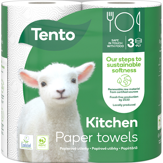 These Kitchen Innovations paper towels are very strong, 3-ply, 73 sheets, 2 rolls.