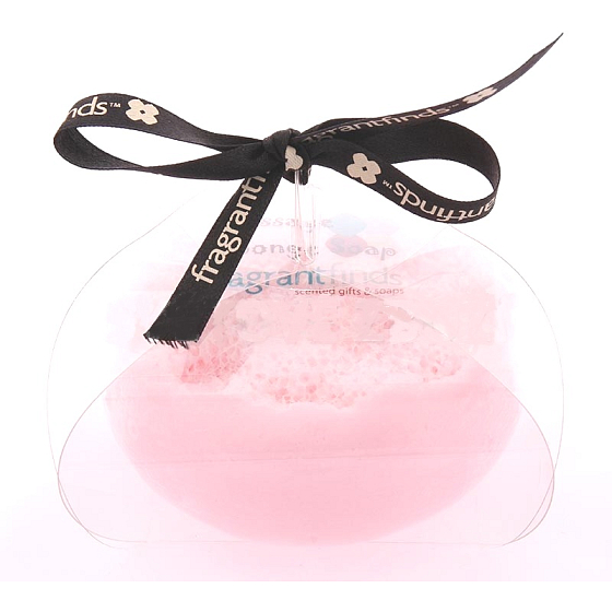 Fragrant Engagement Glycerin Massage Soap with Sponge Infused with Lanvin Marry Me Perfume Scent in White-Pink Color 200 g