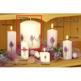 Lima Flower Lavender scented candle light purple with decal lavender cylinder 110 x 150 mm 1 piece