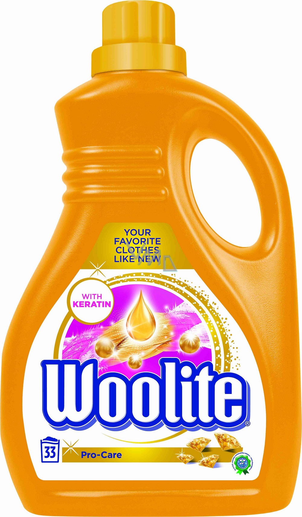 Woolite ProCare washing gel, softens and protects fibers in 33 doses