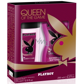 Playboy Queen of The Game perfumed deodorant glass for women 75 ml + shower gel 250 ml, cosmetic set