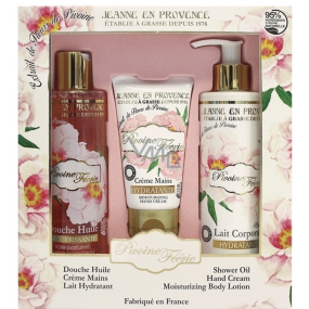 Jeanne en Provence Pivoine Féérie - Peony fairy hand cream 75 ml + body lotion 250 ml + shower oil 250 ml, cosmetic set