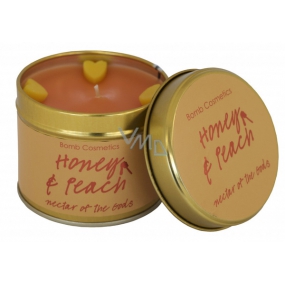 Bomb Cosmetics Honey and Peach - Honey & Peach Scented natural, handmade candle in a tin can burns for up to 35 hours