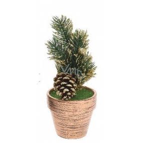 Decoration Christmas tree in a pot gold 17 x 6.5 x 6.5 cm