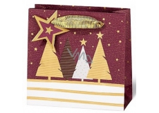BSB Luxury gift paper bag 14.5 x 15 x 6 cm Christmas with trees VDT 439-CD