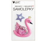 3D Sticker Filled with Glitter Swan 10.5 x 18 cm