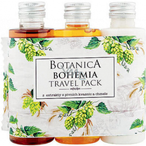 Bohemia Gifts Botanica Hops and grain beer shower gel 75 ml + shampoo 75 ml + body lotion 75 ml, travel package