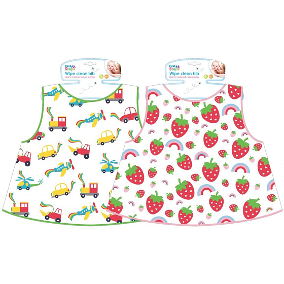 First Steps Washable bib Cars, strawberries 33 x 39 cm