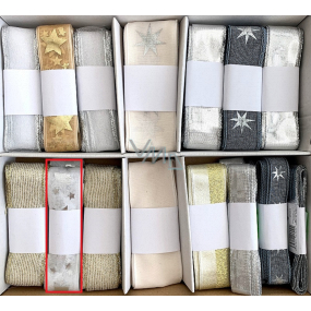 Ditipo Fabric Ribbon with Wire White with Silver Stars 3 m x 25 mm