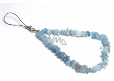Aquamarine anti-theft mobile phone pendant, natural stone, circumference 26,5 cm, sailor stone, healing power of the ocean