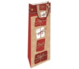 Nekupto Dárková papírová taška na láhev 33 x 10 x 9 cm Vánoční červené balíčky