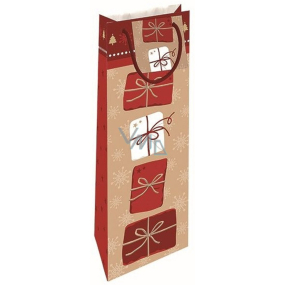 Nekupto Gift paper bag for bottle 33 x 10 x 9 cm Christmas red packages