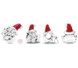 Sterling silver 925 Santa with red hat, Christmas bracelet bead