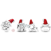 Sterling silver 925 Santa with red hat, Christmas bracelet bead