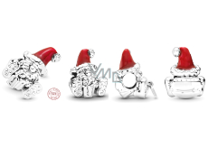 Sterling silver 925 Santa with red hat, Christmas bracelet bead