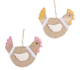 Wooden hen for hanging 13 cm different colours