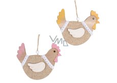 Wooden hen for hanging 13 cm different colours