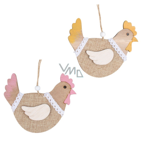 Wooden hen for hanging 13 cm different colours