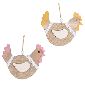 Wooden hen for hanging 13 cm different colours