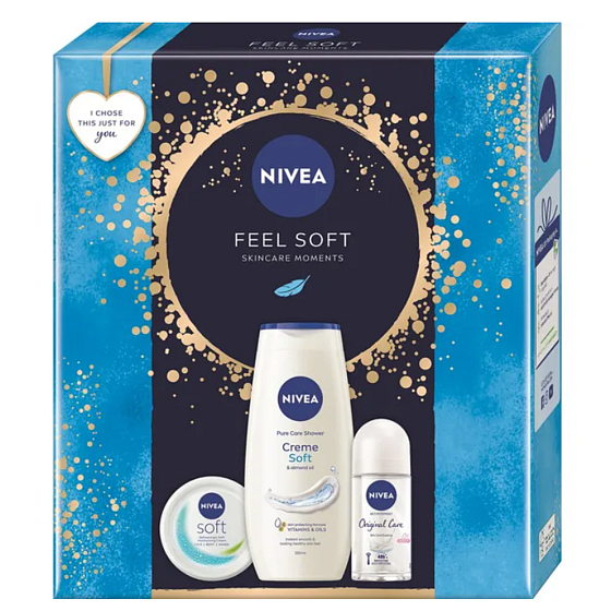 Nivea Feel Soft refreshing moisturizing cream for the whole body, face, and hands 100 ml + Nivea Original Care roll-on antiperspirant 50 ml + Nivea Creme Soft shower gel 250 ml, cosmetic set