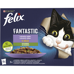 Felix Fantastic pouches for cats with vegetables selection, 12 × 85 g