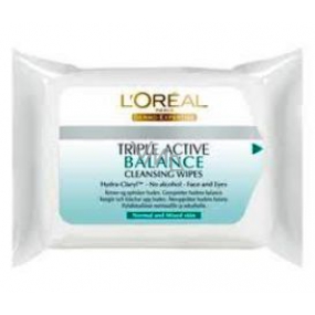 Loreal Paris Triple Active cleansing handkerchiefs normal and combination skin 25 pieces
