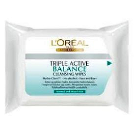 Loreal Paris Triple Active cleansing handkerchiefs normal and combination skin 25 pieces
