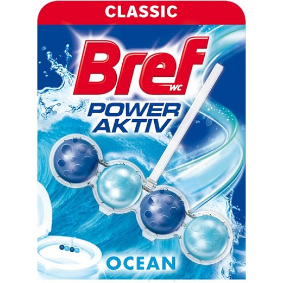 Bref Power Aktiv 4 Formula Ocean toilet block for hygienic cleanliness and freshness of your toilet, colours the water 50 g