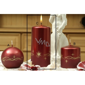 Lima Glitter stars candle red cylinder 70 x 150 mm 1 piece