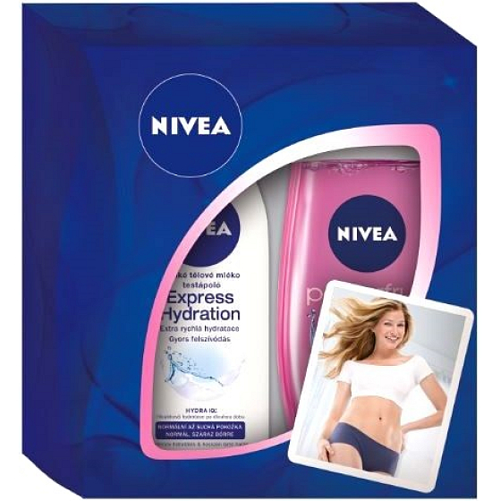 Nivea Hydration body lotion Express Hydration 250 ml + shower gel Powerfruit Delight 250 ml, for women cosmetic set