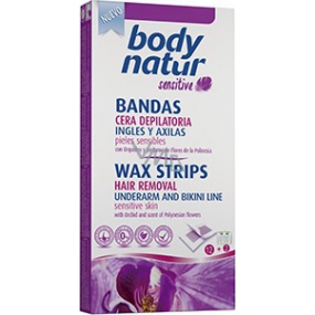 Body Natur Sensitive Orchid epilation wax bands for bikini and armpit 12 pieces + post-wipes 2 pieces