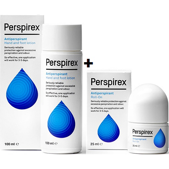 Perspirex Original Lotion antiperspirant cream for hands and feet unisex 100 ml + Perspirex Original Lotion antiperspirant odorless roll-on unisex 25 ml