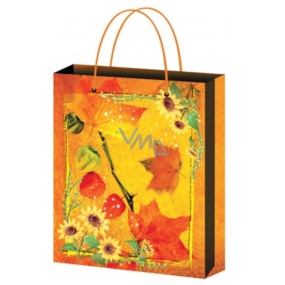 Angel Gift paper bag 15 x 12 x 5.5 cm yellow with flowers